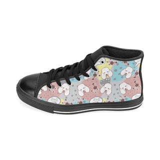 Poodle Pattern Black High Top Canvas Women's Shoes/Large Size - TeeAmazing