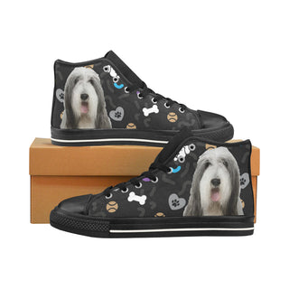 Bearded Collie Dog Black Men’s Classic High Top Canvas Shoes /Large Size - TeeAmazing