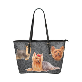 Yorkie Lover Leather Tote Bag/Small - TeeAmazing