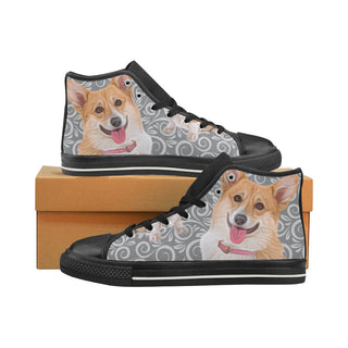 Corgi Lover Black High Top Canvas Women's Shoes/Large Size - TeeAmazing