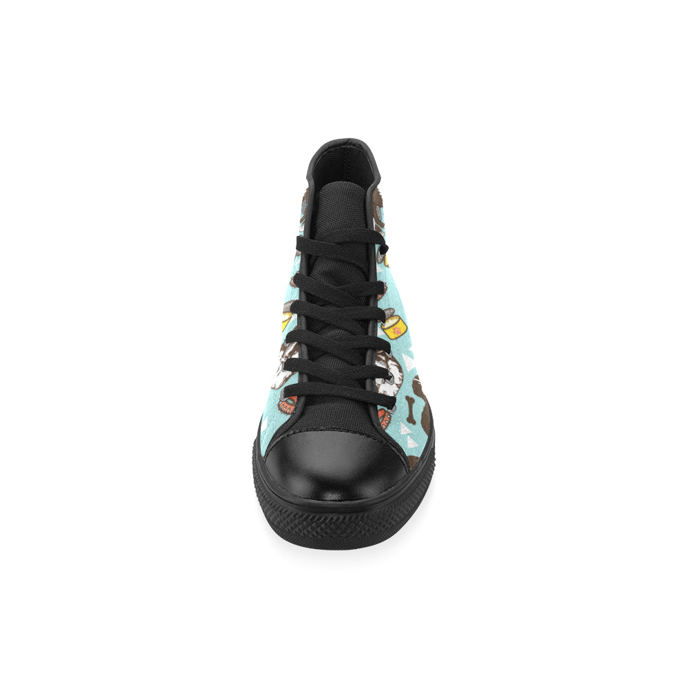 Bernese Mountain Pattern Black High Top Canvas Shoes for Kid - TeeAmazing