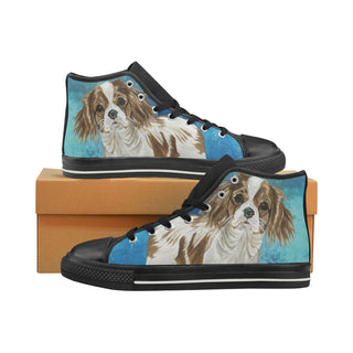 Cavalier King Charles Spaniel Water Colour No.1 Black Women's Classic High Top Canvas Shoes - TeeAmazing