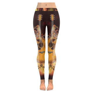 Guitar Lover Low Rise Leggings (Invisible Stitch) (Model L05) - TeeAmazing