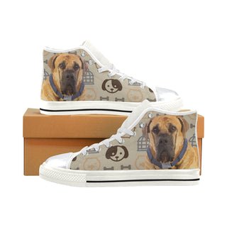English Mastiff Dog White High Top Canvas Women's Shoes/Large Size - TeeAmazing