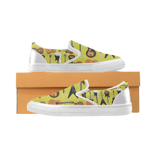 Guitar Pattern White Women's Slip-on Canvas Shoes - TeeAmazing