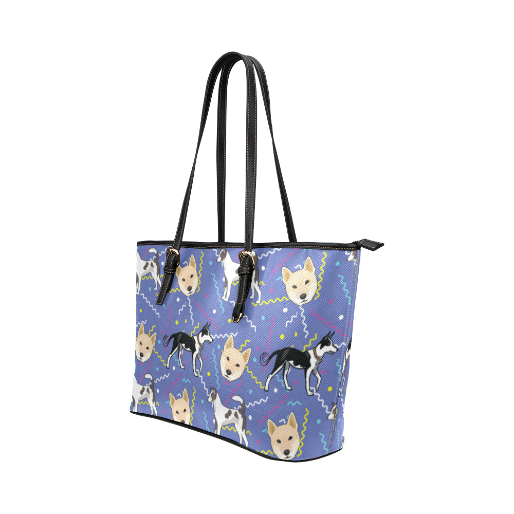 Canaan Dog Leather Tote Bag/Small - TeeAmazing