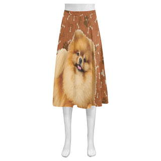 Pomeranian Dog Mnemosyne Women's Crepe Skirt (Model D16) - TeeAmazing