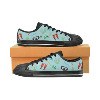 Marine Biologist Pattern Black Low Top Canvas Shoes for Kid - TeeAmazing