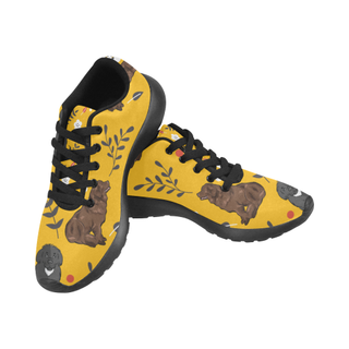 Newfoundland Flower Black Men's Running Shoes/Large Size (Model 020) - TeeAmazing