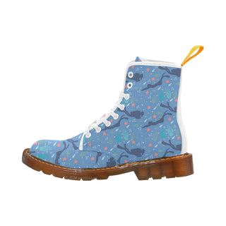 Scuba Diving Pattern White Boots For Women - TeeAmazing