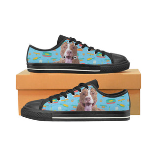 Pit bull Black Low Top Canvas Shoes for Kid - TeeAmazing