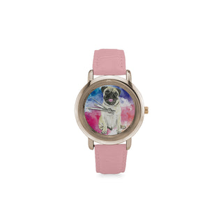 Pug Water Colour No.1 Women's Rose Gold Leather Strap Watch - TeeAmazing