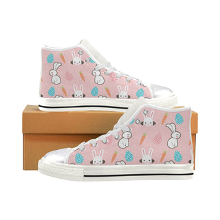 Rabbit White Women's Classic High Top Canvas Shoes - TeeAmazing