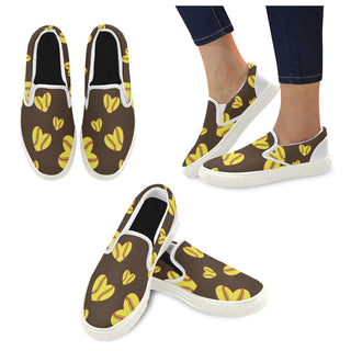 Softball Heart Pattern White Women's Slip-on Canvas Shoes - TeeAmazing