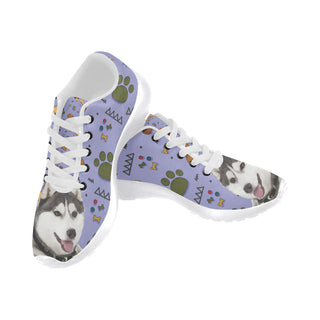 Siberian Husky Dog White Sneakers Size 13-15 for Men - TeeAmazing