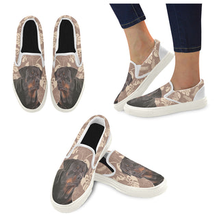 Rottweiler Lover White Women's Slip-on Canvas Shoes - TeeAmazing