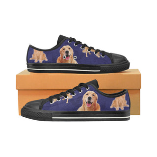 Golden Retriever Lover Black Low Top Canvas Shoes for Kid - TeeAmazing