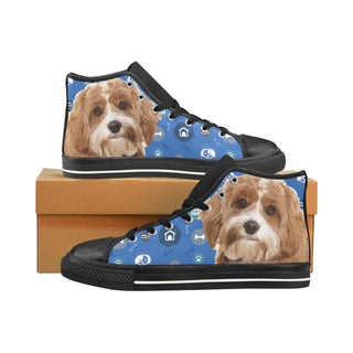 Cavapoo Dog Black Men’s Classic High Top Canvas Shoes /Large Size - TeeAmazing