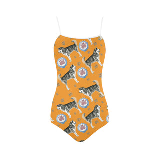 Alaskan Malamute Water Colour Pattern No.2 Strap Swimsuit - TeeAmazing