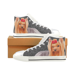 Yorkie Lover White High Top Canvas Shoes for Kid - TeeAmazing