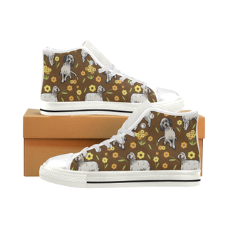 English Setter Flower White Men’s Classic High Top Canvas Shoes - TeeAmazing