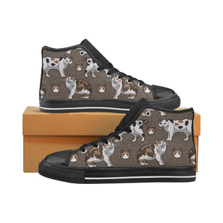 Manx Black High Top Canvas Shoes for Kid - TeeAmazing