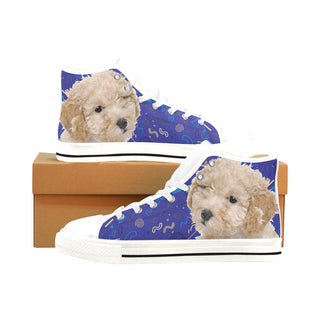 Poochon Dog White Men’s Classic High Top Canvas Shoes /Large Size - TeeAmazing