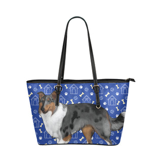 Collie Dog Leather Tote Bag/Small - TeeAmazing