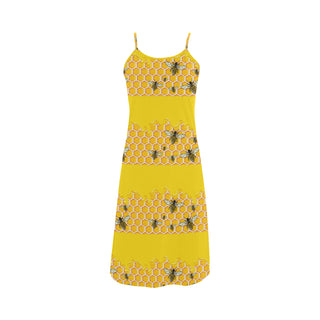 Bee Pattern Alcestis Slip Dress - TeeAmazing