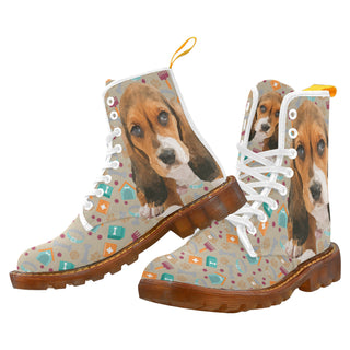 Basset Hound White Boots For Men - TeeAmazing