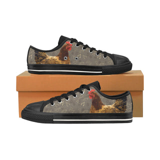 Chicken Footprint Black Men's Classic Canvas Shoes/Large Size - TeeAmazing