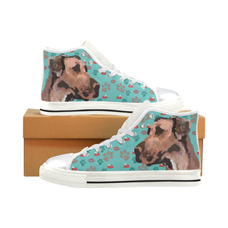 Smart Great Dane White High Top Canvas Women's Shoes/Large Size - TeeAmazing