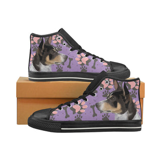 Rat Terrier Black High Top Canvas Women's Shoes/Large Size - TeeAmazing