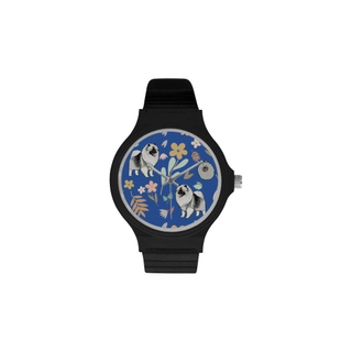 Keeshound Flower Unisex Round Plastic Watch(Model 302) - TeeAmazing