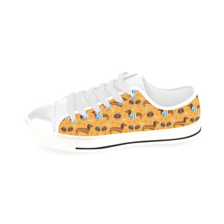 Dachshund Pattern White Men's Classic Canvas Shoes/Large Size - TeeAmazing