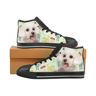 Maltipoo ฺBlack Men’s Classic High Top Canvas Shoes /Large Size - TeeAmazing
