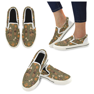 Border Terrier Pattern White Women's Slip-on Canvas Shoes/Large Size (Model 019) - TeeAmazing