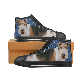 Wire Hair Fox Terrier Dog Black High Top Canvas Women's Shoes/Large Size - TeeAmazing