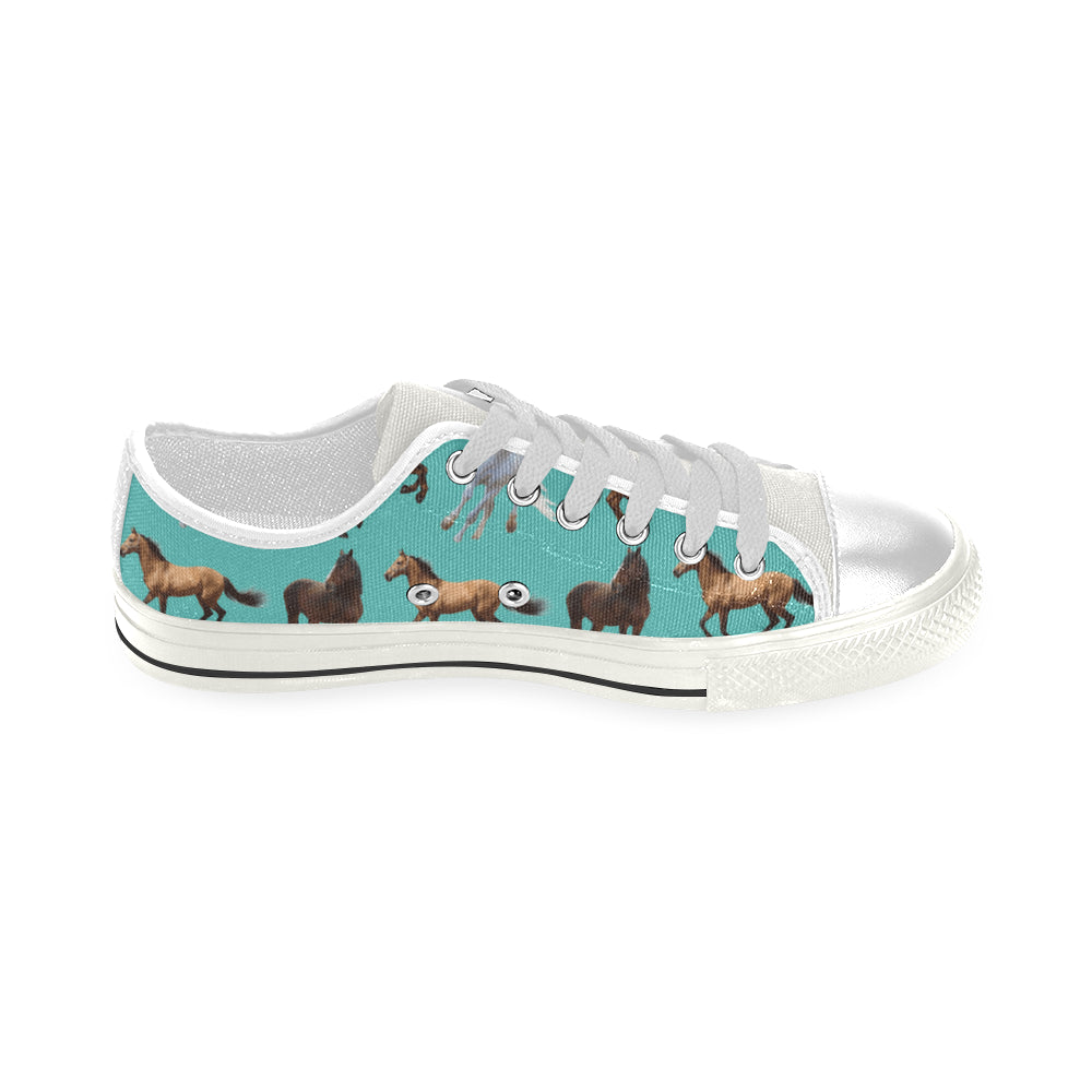 Horse Pattern White Men's Classic Canvas Shoes - TeeAmazing