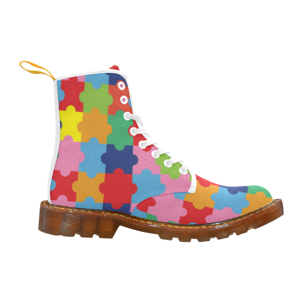 Autism White Boots For Women - TeeAmazing