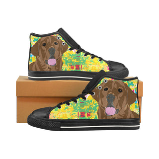 Chocolate Lab Black Men’s Classic High Top Canvas Shoes /Large Size - TeeAmazing