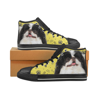 Japanese Chin Dog Black High Top Canvas Women's Shoes/Large Size - TeeAmazing