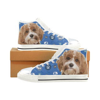 Cavapoo Dog White High Top Canvas Women's Shoes/Large Size - TeeAmazing