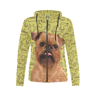 Brussels Griffon All Over Print Full Zip Hoodie for Women - TeeAmazing