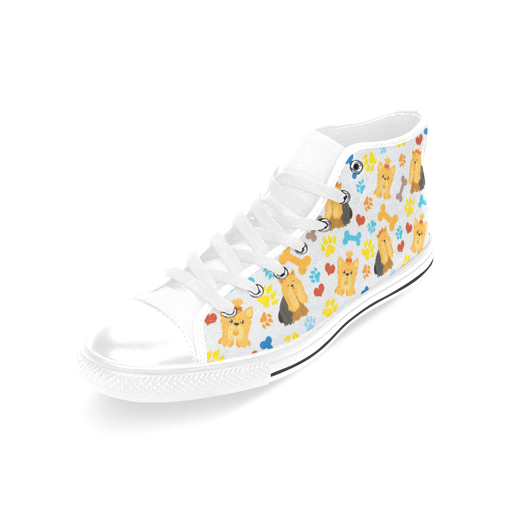Shih Tzu Pattern White Men’s Classic High Top Canvas Shoes /Large Size - TeeAmazing