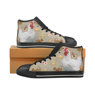 Chicken Lover Black High Top Canvas Women's Shoes/Large Size - TeeAmazing