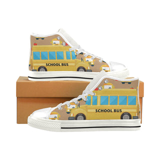 School Bus White Men’s Classic High Top Canvas Shoes - TeeAmazing