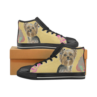 Yorkshire Terrier Water Colour No.1 Black Women's Classic High Top Canvas Shoes - TeeAmazing