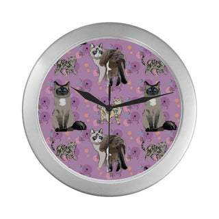Balinese Cat Silver Color Wall Clock - TeeAmazing