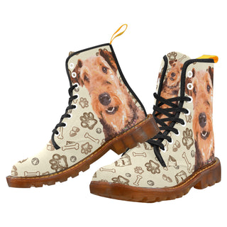 Airedale Terrier Black Boots For Men - TeeAmazing